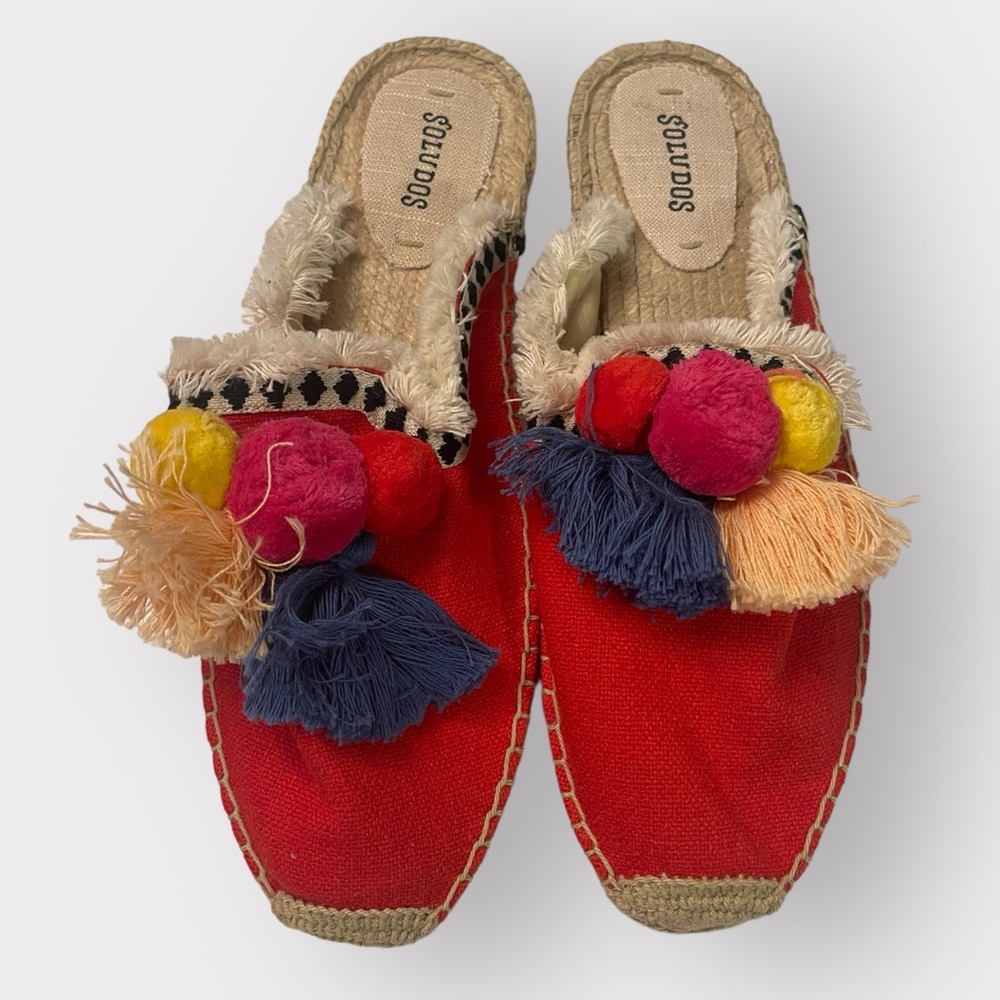 Soludos Women’s Size 10 Red Tasseled Espadrilles Shoes